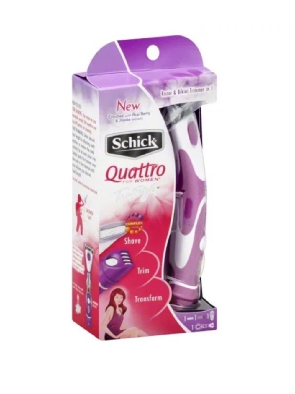 Schick Quattro Bikini Trimmer TrimStyle Razor Blade Cartridge Shaver Quatro Purp